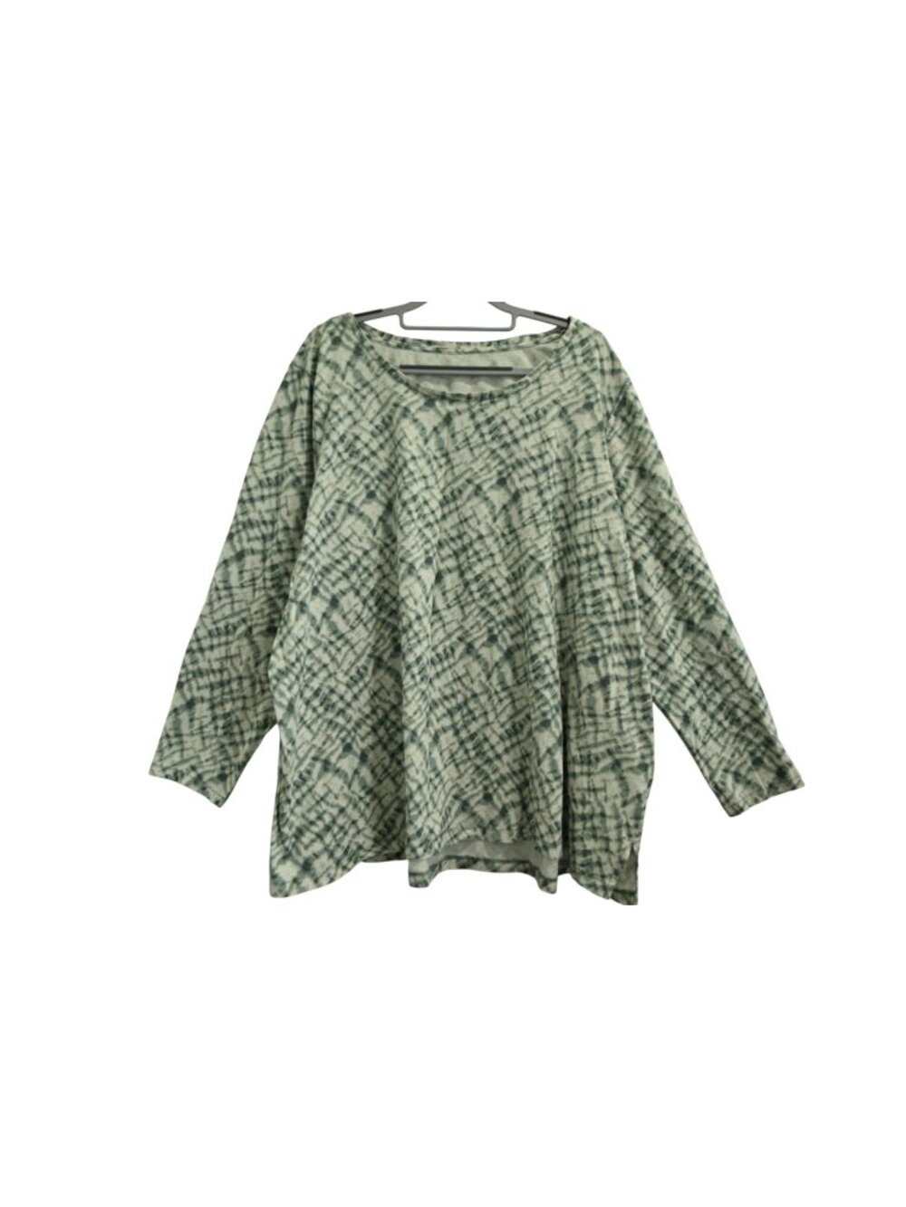 AnyBody 100% Cotton Shibori 3/4 Sleeve Top Sz 3X Green Tie Dye Relaxed A374520